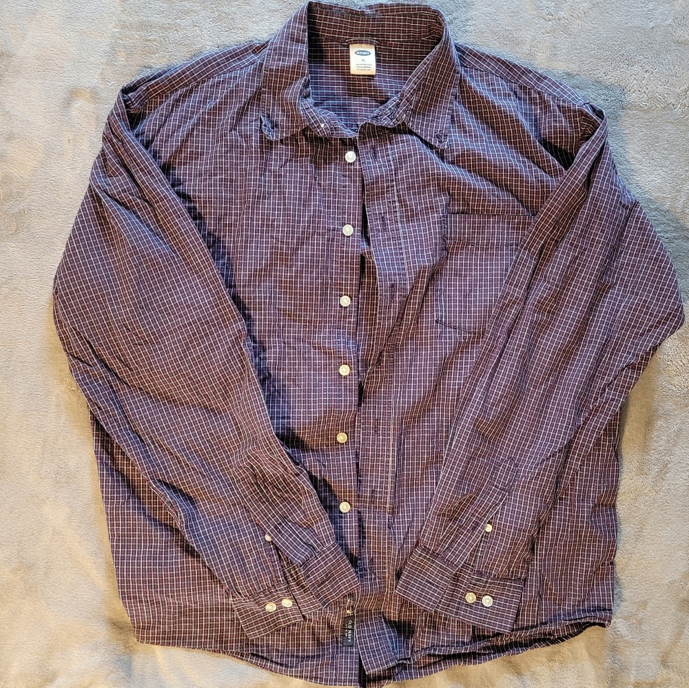 Old Navy Mens Plaid L/S Casual Button Down Shirt, Size XL